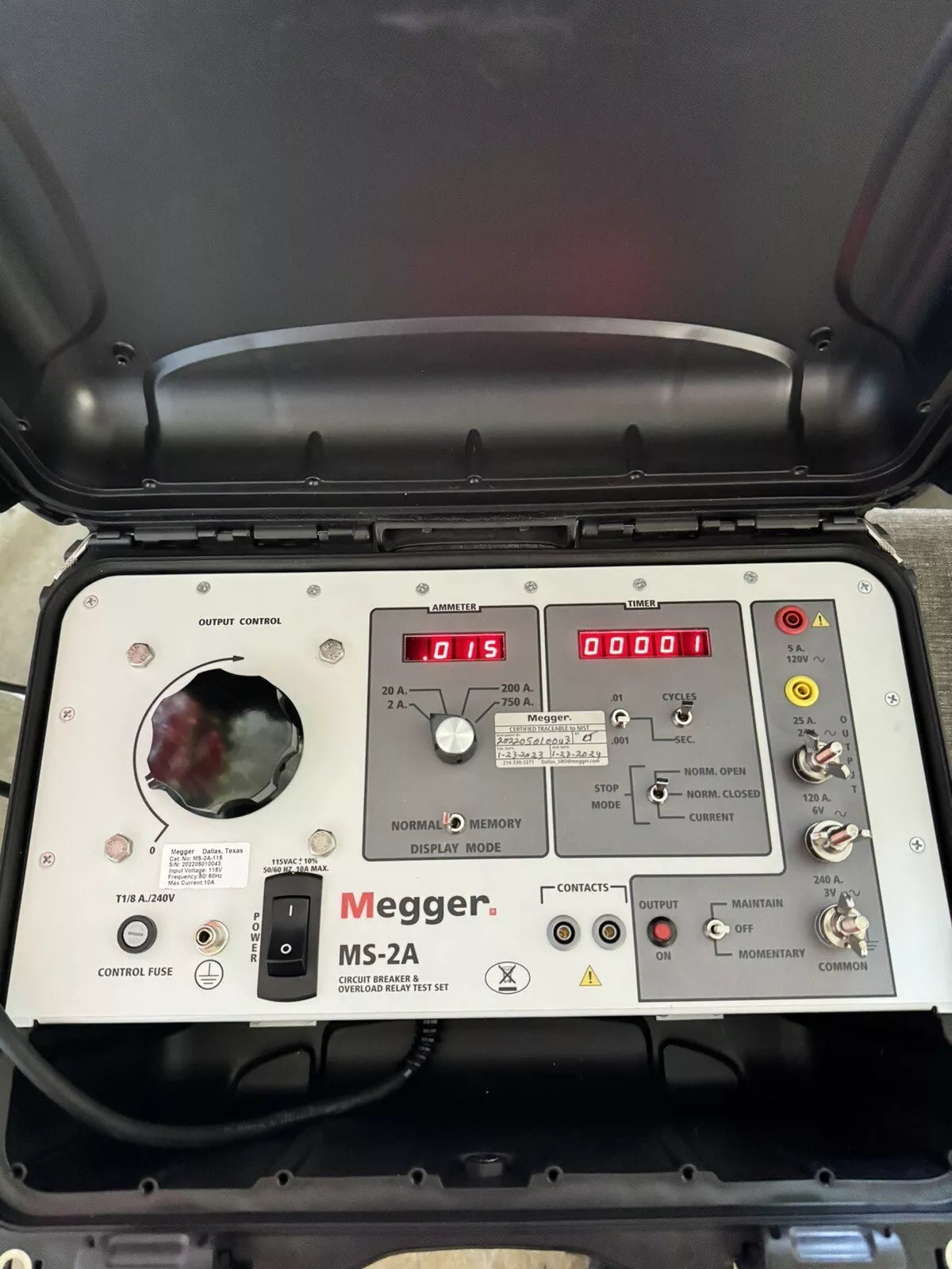 Megger MS-2A Circuit Breaker & Overcurrent Relay Test Set (Calibrated 2023-2024)
