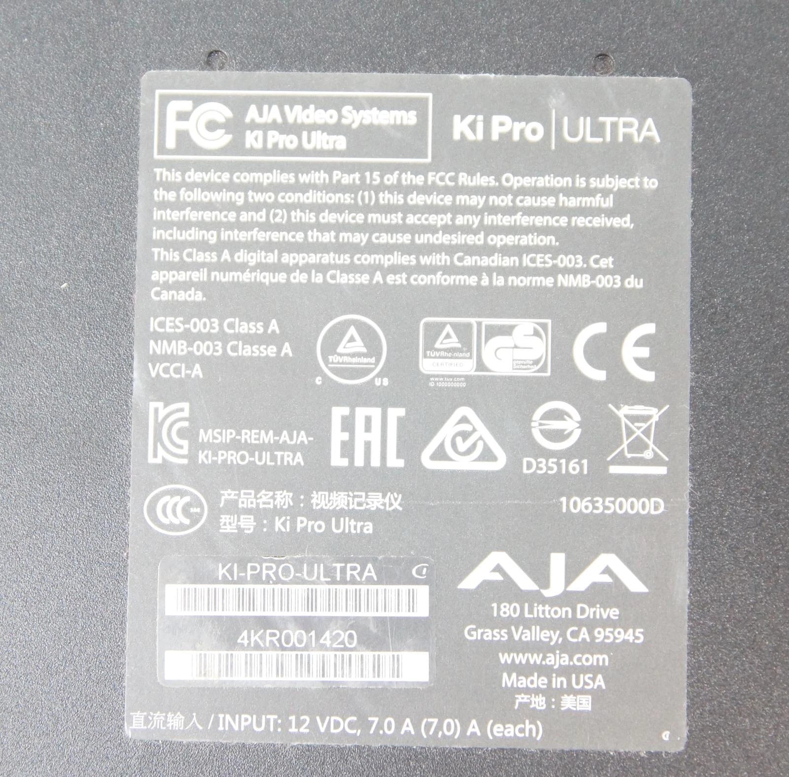 AJA Video Systems Ki Pro Ultra SDI 4K Quad Link Recorder Player