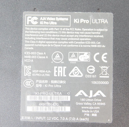 AJA Video Systems Ki Pro Ultra SDI 4K Quad Link Recorder Player