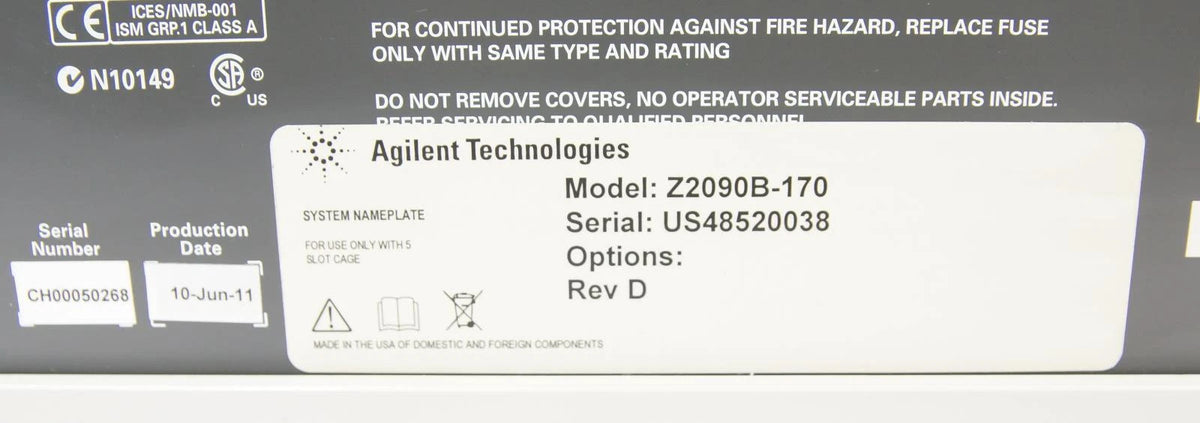 Agilent Z2090B-170 Pulse Analyzer System with U1092A, U1051A, I/O Modules