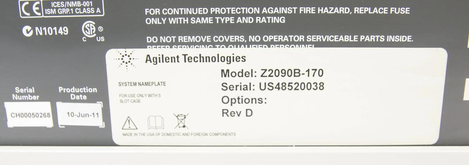 Agilent Z2090B-170 Pulse Analyzer System with U1092A, U1051A, I/O Modules