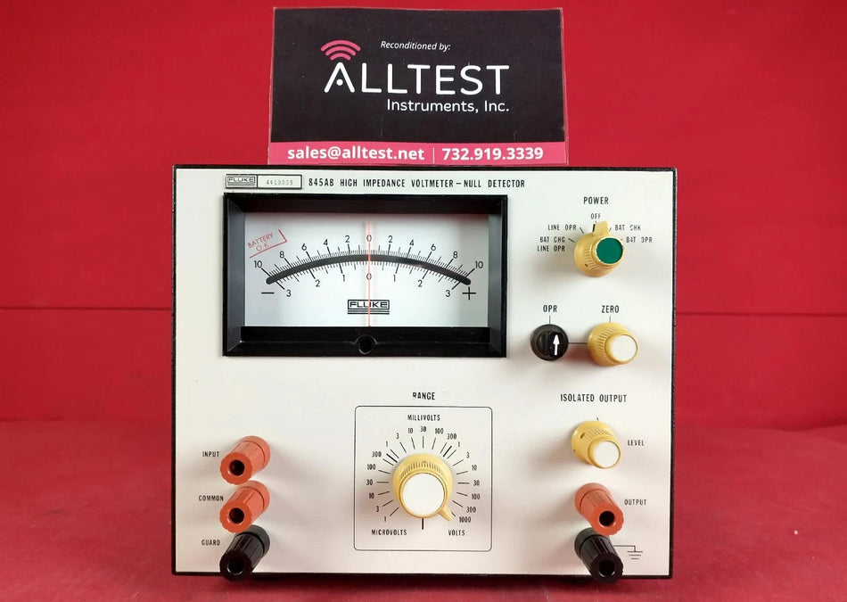 Fluke 845AB High Impedance Voltmeter / Null Detector 1uV to 1000VDC - 19 Ranges
