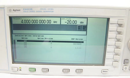 Agilent E4433B 4GHz ESG-D Series Signal Generator Options 1EM UN8 UN9 UND