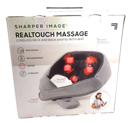 Sharper Image Realtouch Shiatsu Wireless Neck & Back Massager w/ Heat Gray