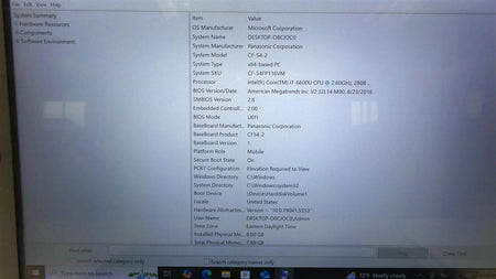 Panasonic Toughbook CF-54 Core i7-6600U 2.60GHz 8GB 256GB Touch Win 10