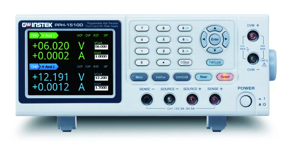 GW Instek PPH-1510D Dual Channel DC Power Supply 45W 9V/15V 3A/5A/10A 2 Channels
