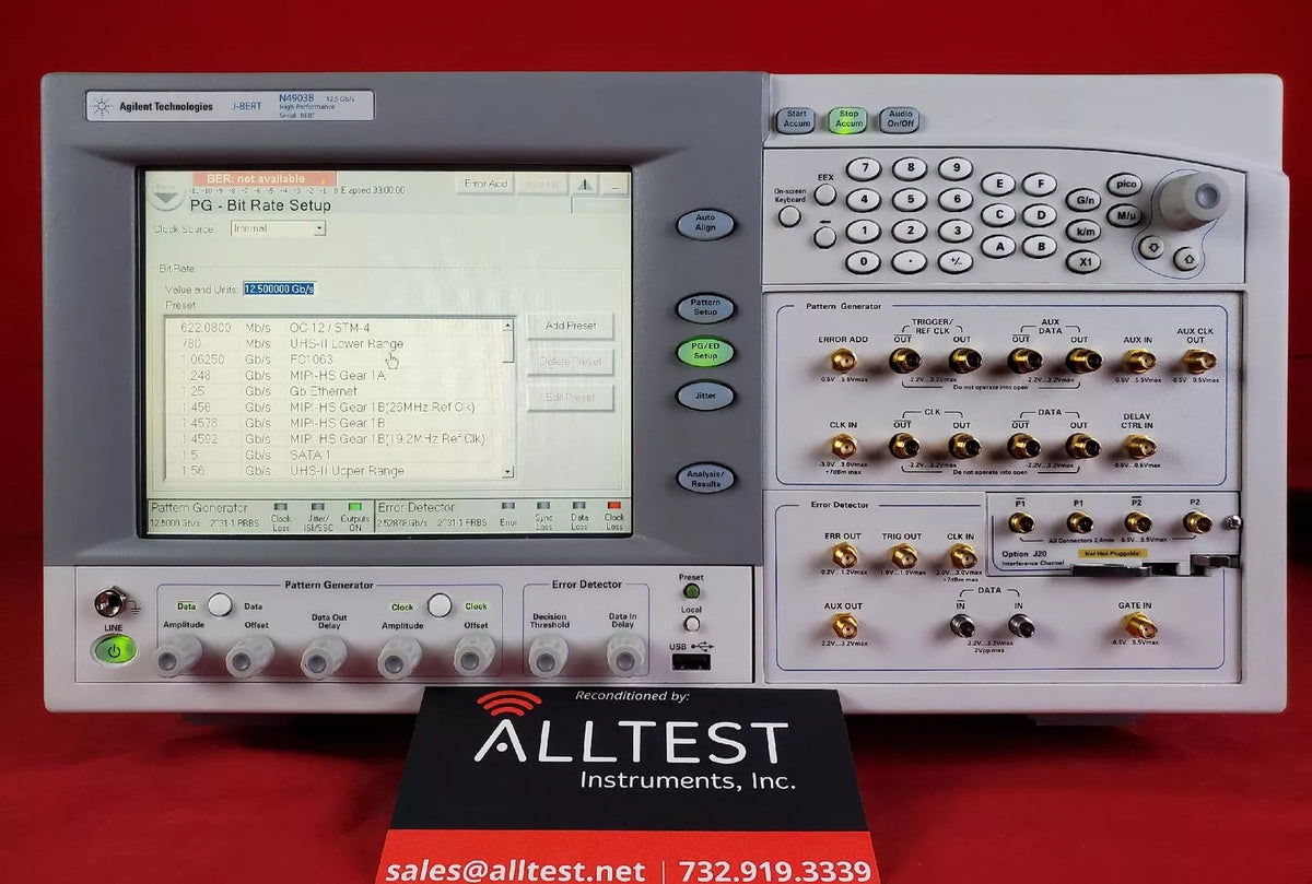 Agilent / Keysight N4903B MY49101043 Serial J-BERT, 150 Mb/s to 12.5 Gb/s Option