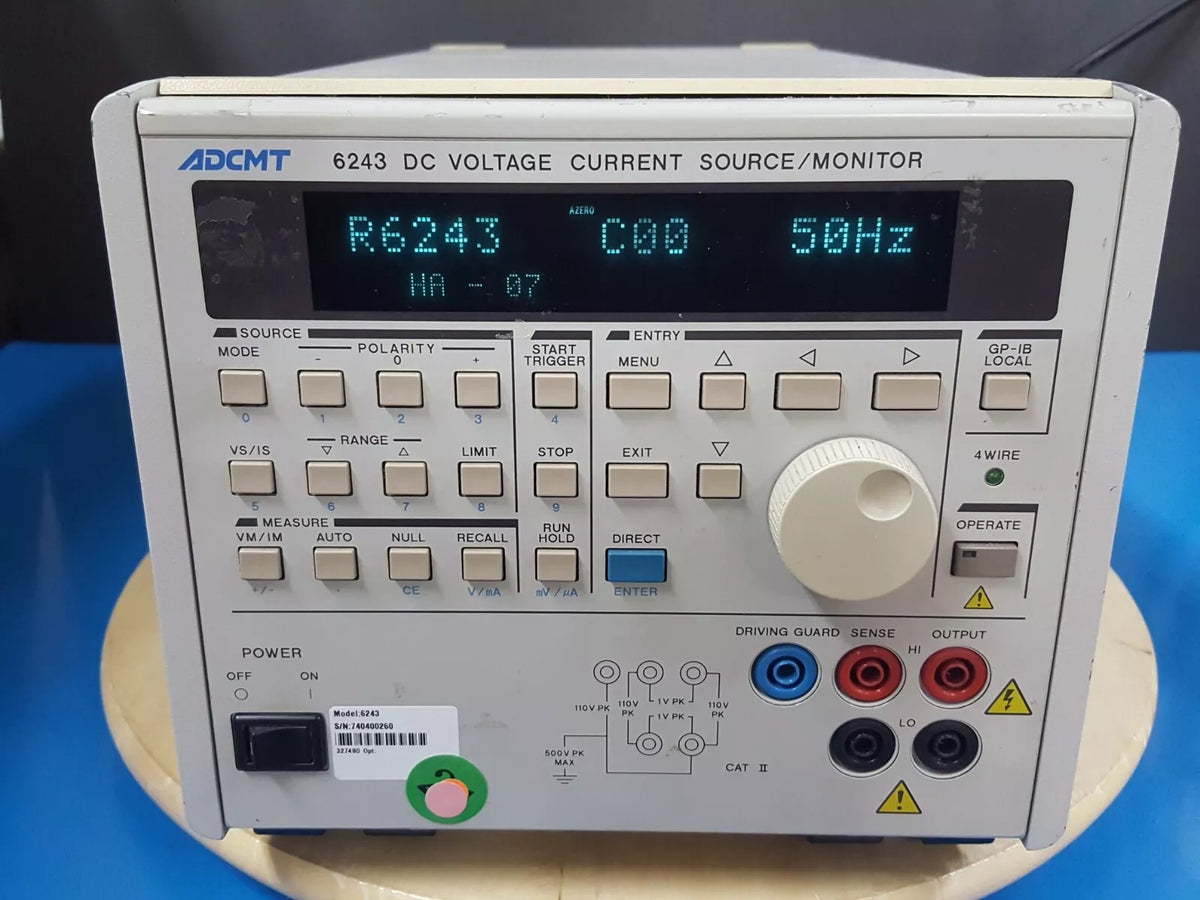 ADCMT 6243 DC Voltage Current Source Monitor (0260) – XG eqpt ADCMT 6243 DC Voltage Current Source Monitor (0260) – XG eqpt