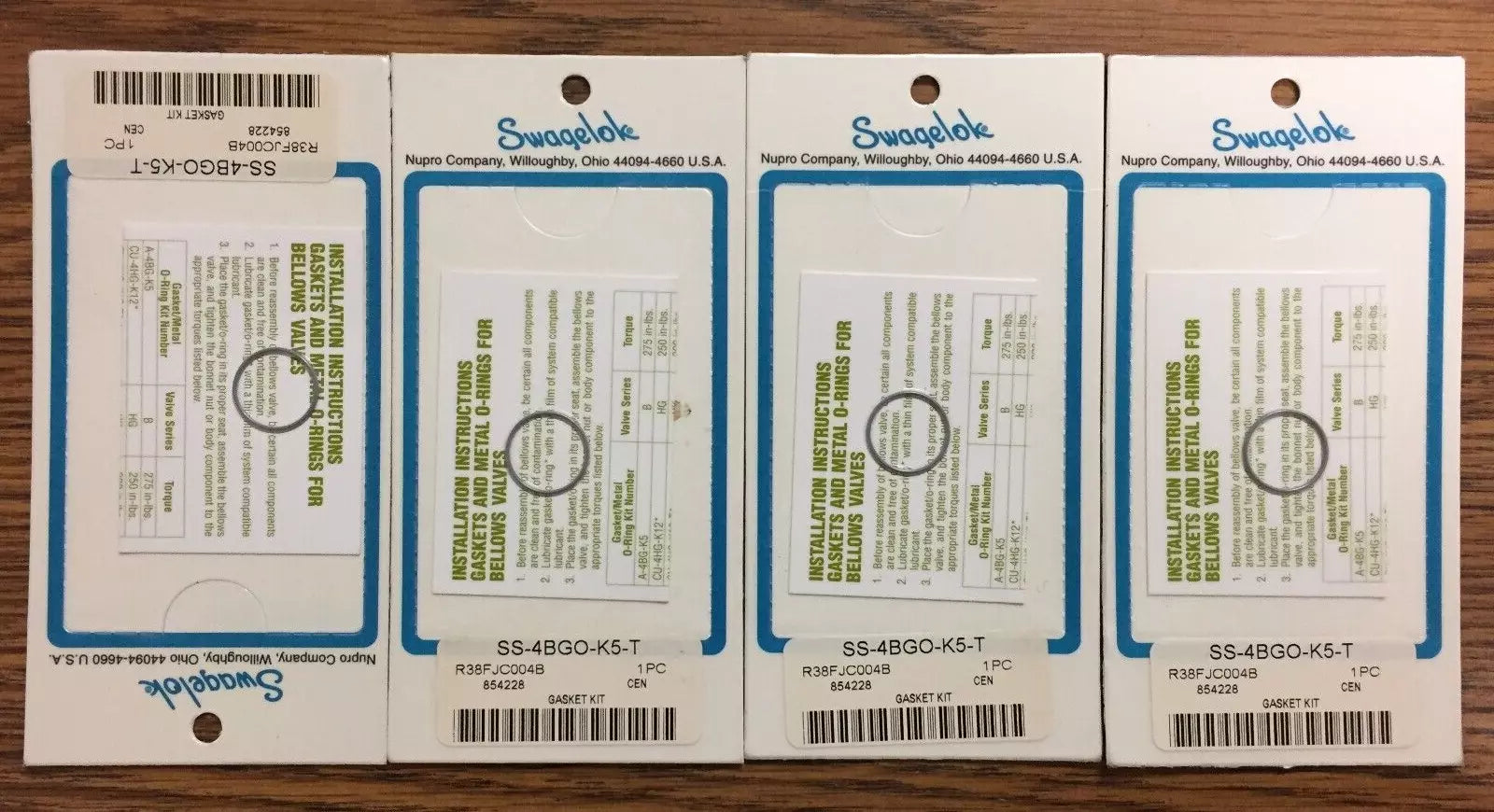 Swagelok SS-4BGO-K5-T Gasket Kit for BK, BKT, 4UK, 6UK & 8UK Series Bellows Seal
