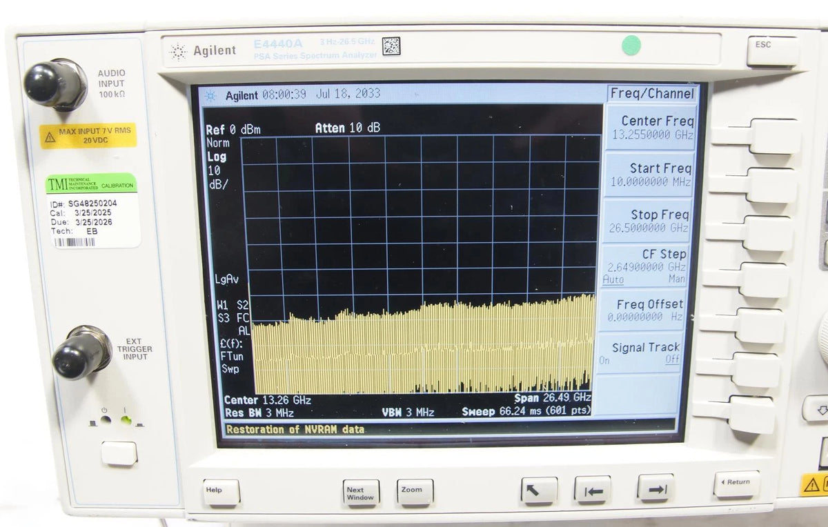 AGILENT E4440A PSA 26.5GHz Spectrum Analyzer CALIBRATED OPT 123 110 115 233 215