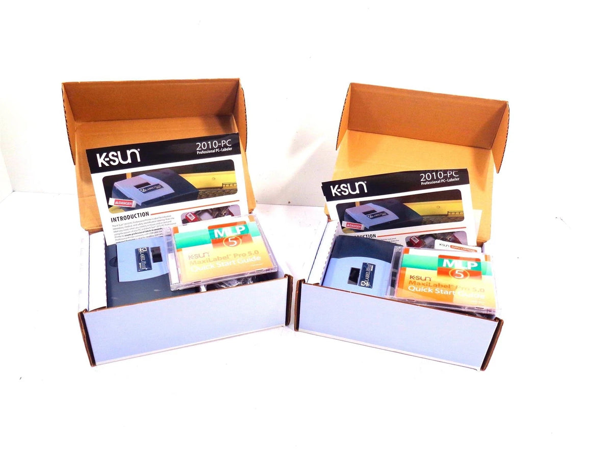 Lot of 2 K-Sun LABEL SHOP 2010-PC Label Maker NIB Maxilabel w/ V2 Software