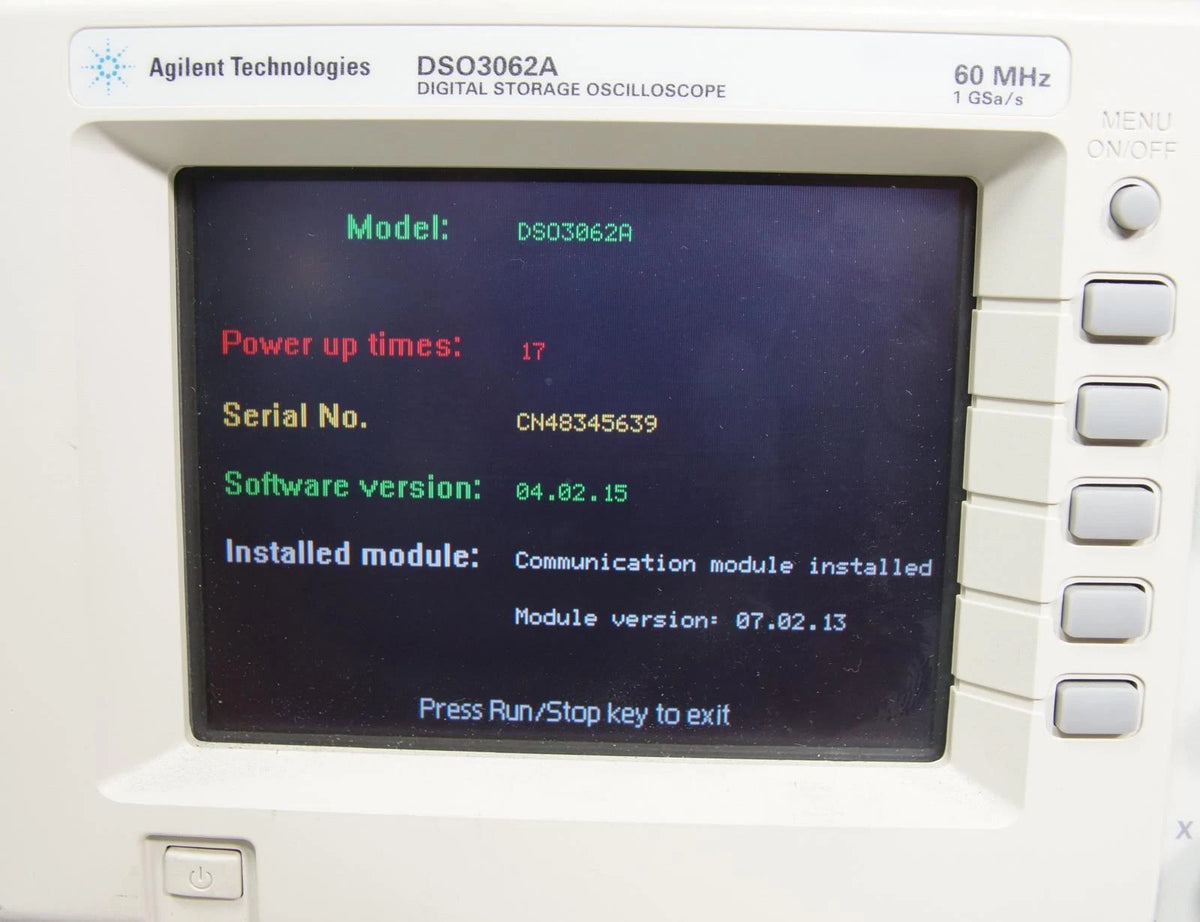Agilent DSO3062 2CH 60 MHz Oscilloscope with N2865A USB Host Interface & Probes
