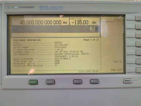 Agilent E8257D PSG 250KHz to 40GHz Microwave Signal Generator w/ 1E1 , 540, UNT