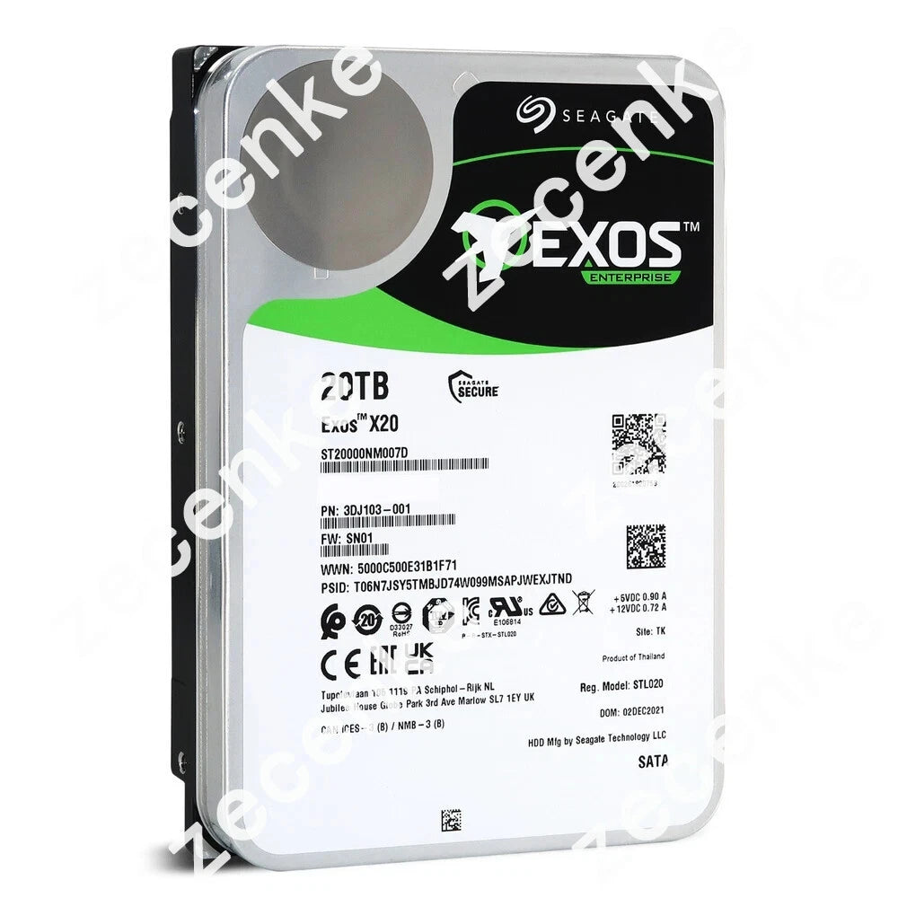 Seagate Exos X20 20TB SATA 6Gb/s 3.5 Enterprise Hard Drive