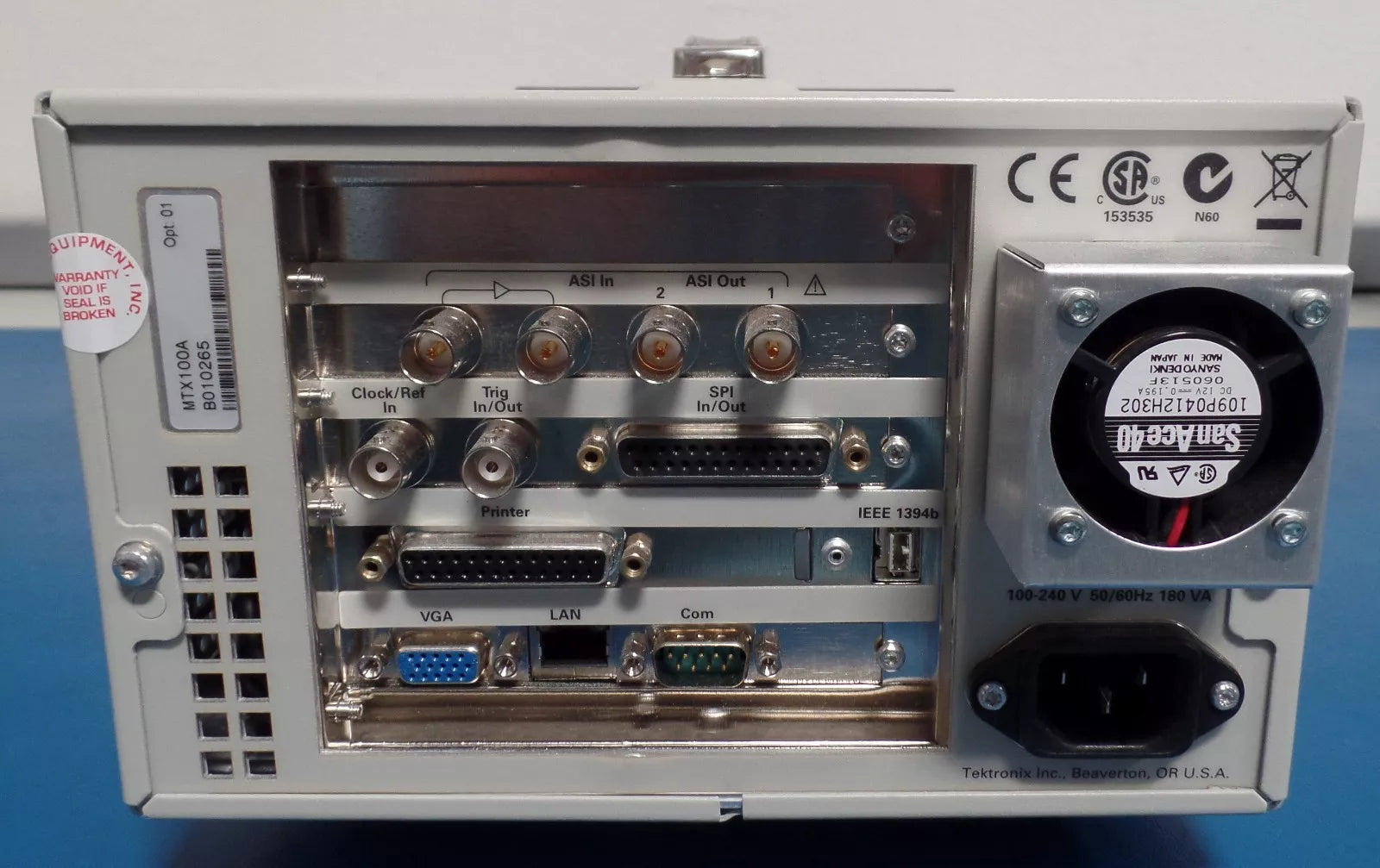 Tektronix MTX100A MPEG Recorder & Player with Sample Streams Software & Option 01
