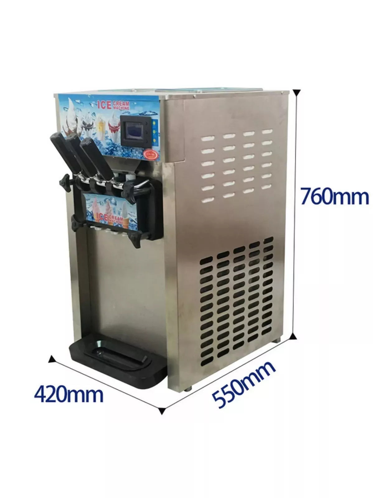 Commercial Soft Ice Cream 3 Flavor Steel Frozen Yogurt Cone Maker Machine