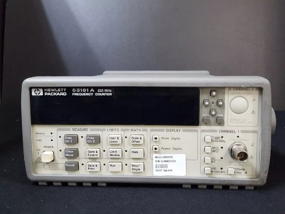 HP Keysight Agilent 53181A Universal Frequency Counter 225MHz, 10 Opt 010 - XG eqpt