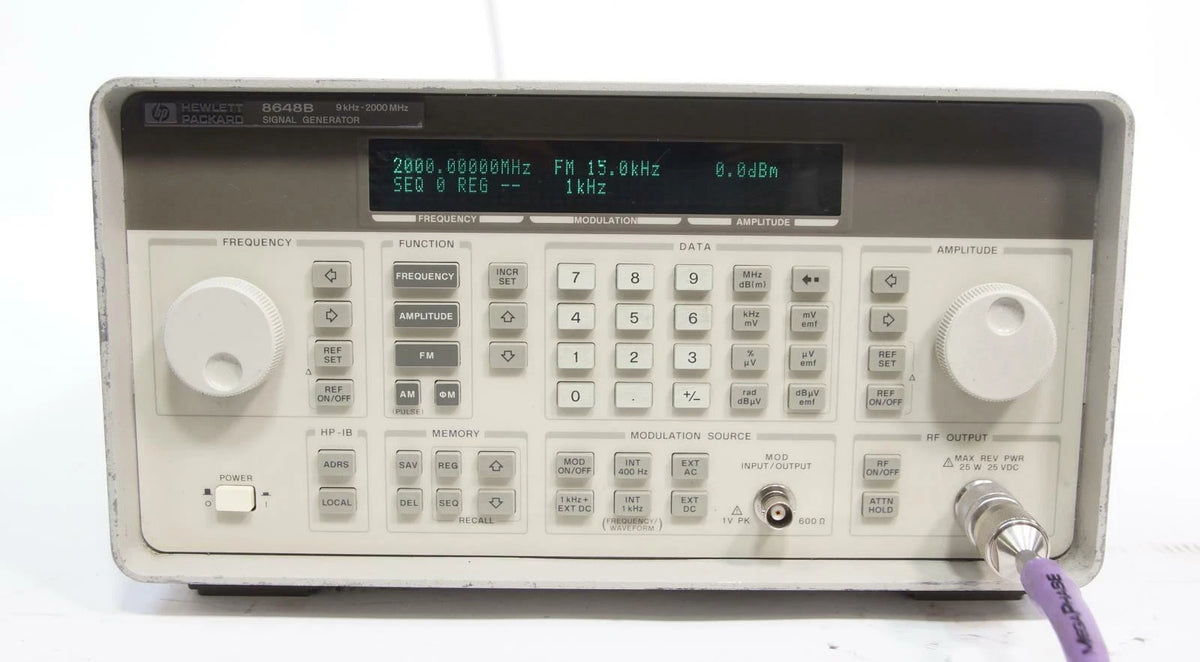 HP Agilent 8648B 9 kHz-2000 MHz Synthesized Signal Generator OPT 1EA