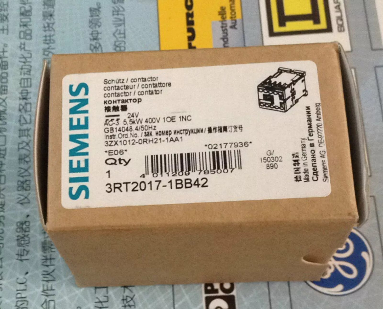 SIEMENS 3RT2017-1BB42 Contactors for Reliable Electrical Switching