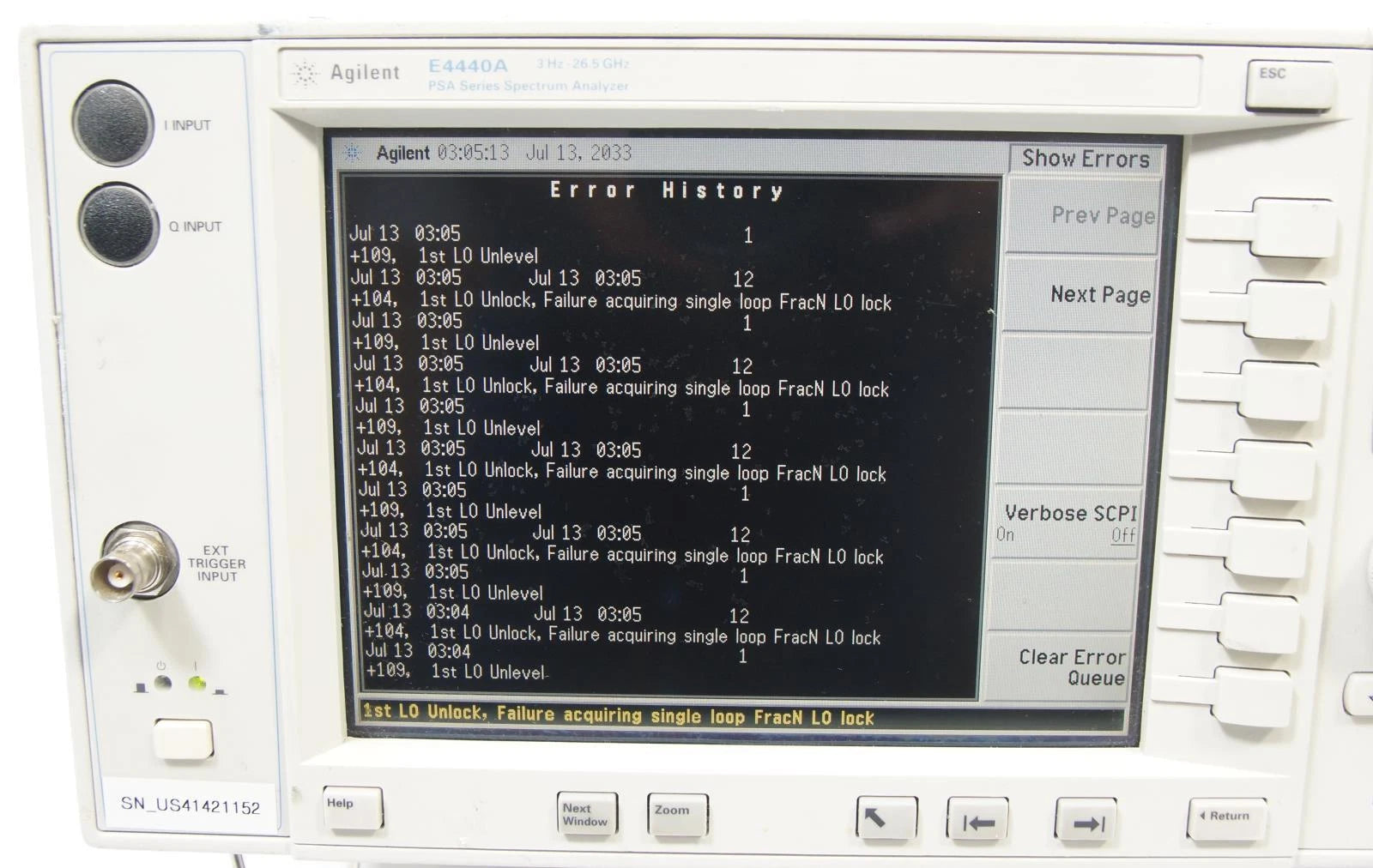 AGILENT E4440A PSA Series 3Hz to 26.5GHz Spectrum Analyzer AS-IS