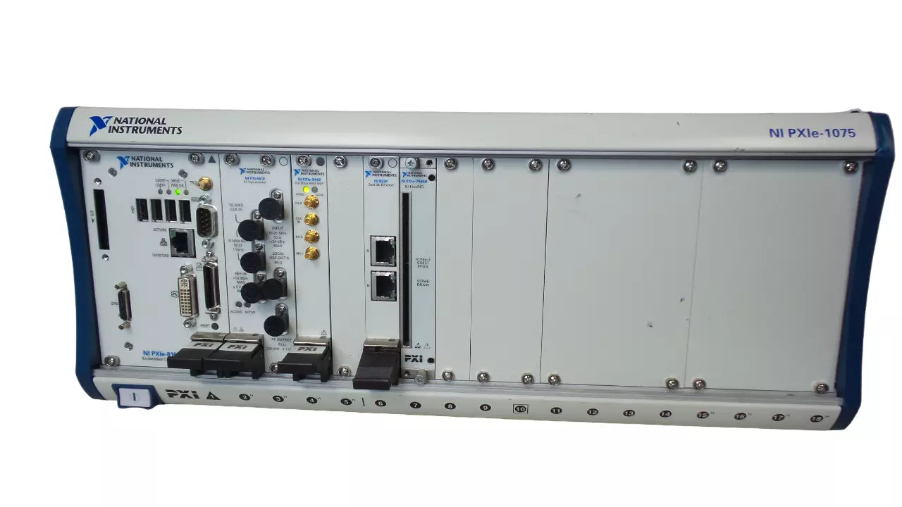 National NI PXIe-1075 Chassis with NI8180, NI8234, NI7965R, NI5610, NI5442