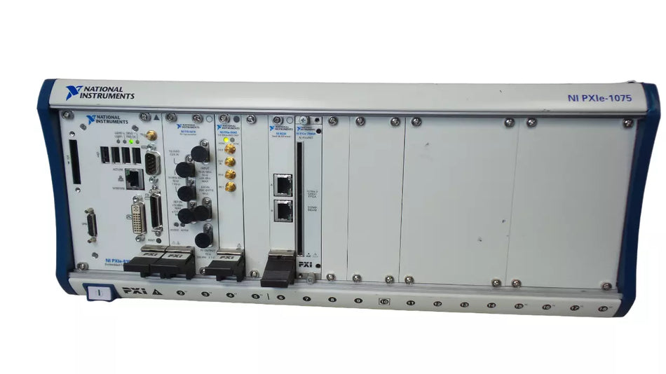 National NI PXIe-1075 Chassis with NI8180, NI8234, NI7965R, NI5610, NI5442