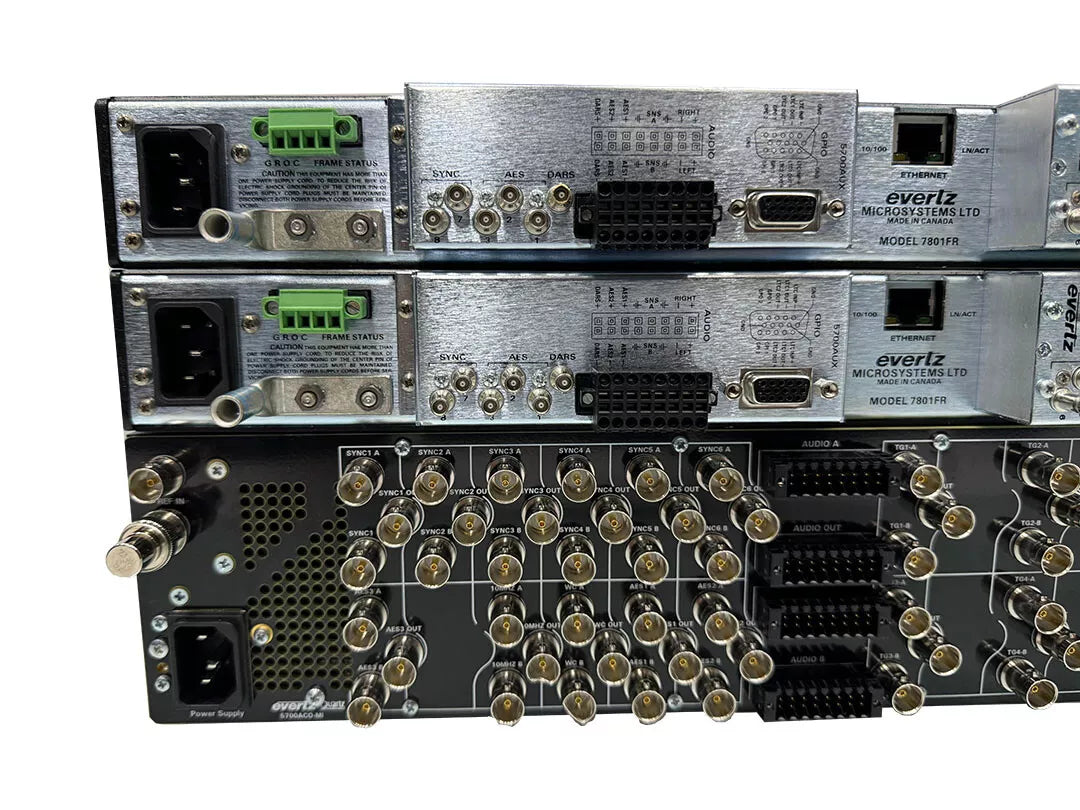 Evertz 2x 5700MSC-IP Grand Master Clock/SPG w/7800MSC-10G 5700-AUX 7801FC-IRD