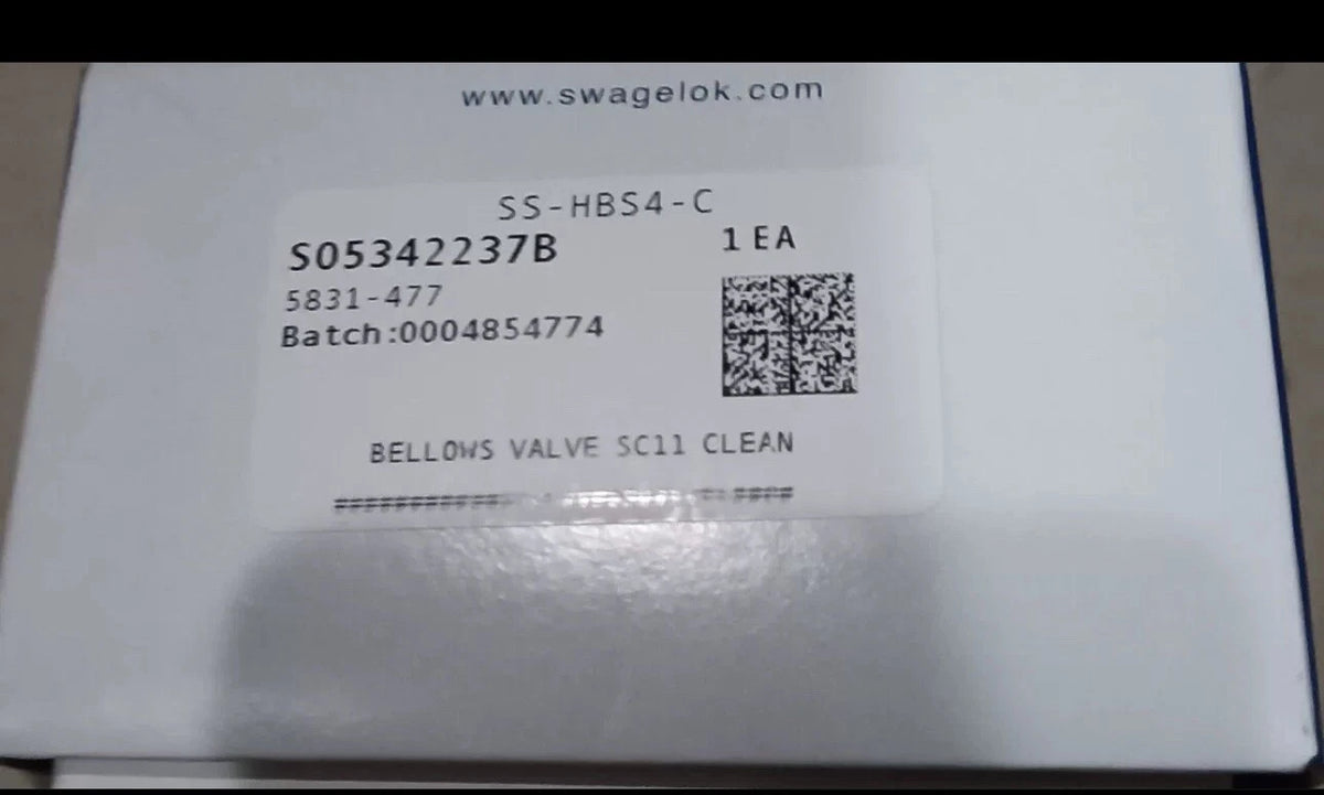 Swagelok SS-HBS4-C Pneumatic Valve with DHL OR FedEx Shipping
