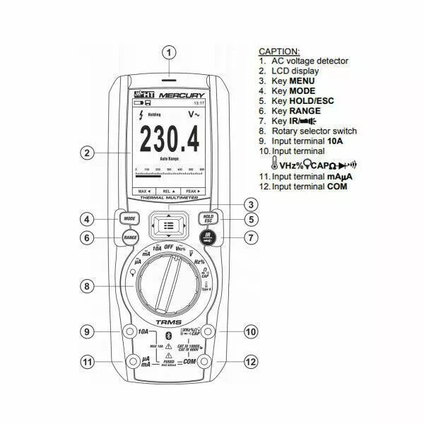 HT Instruments MERCURY TRMS DMM Multimeter IR Camera 1kV 10A Resistance Infrared