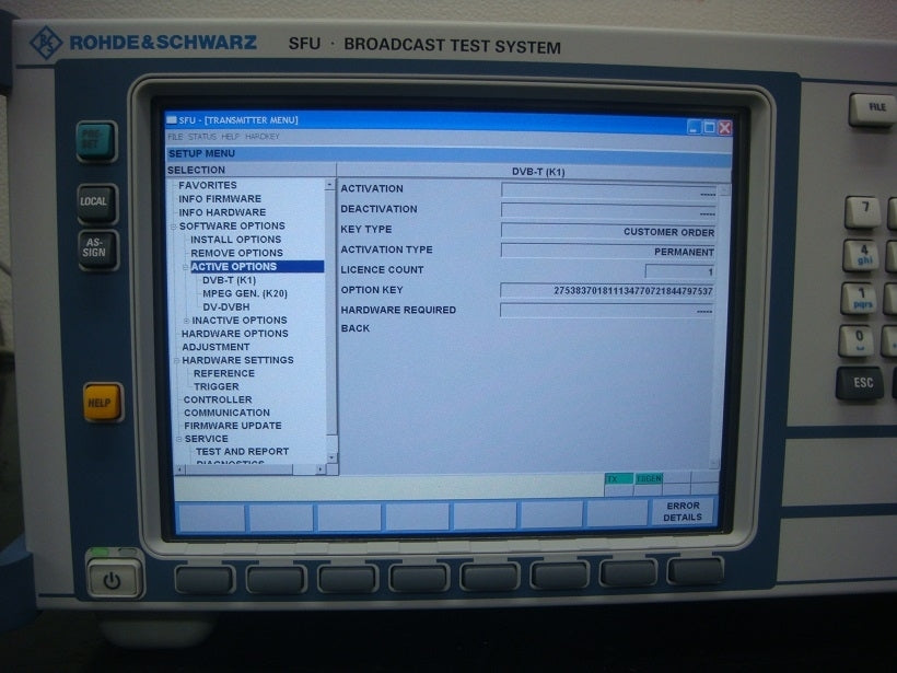 SFU K1/K20 DVB-T Broadcast Test System by Rohde&Schwarz