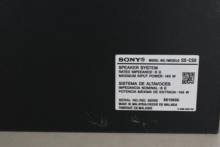 Sony SS-CS8 Speaker System Center Channel Speaker -Black - Free Shipping