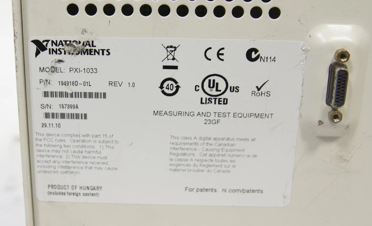 National Instruments NI PXI-1033 Chassis 5-Slot PXI Mainframe