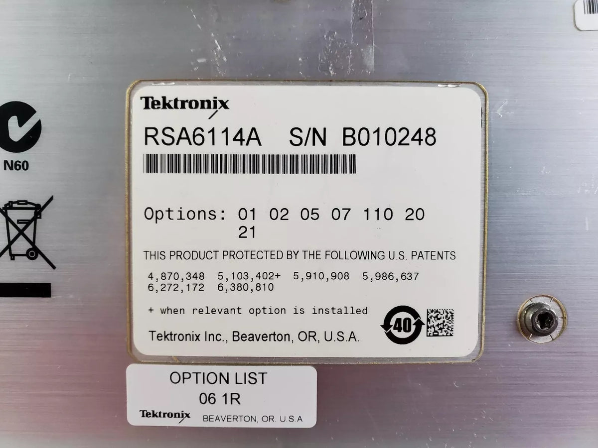 Tektronix RSA6114A B010248 Real Time Spectrum Analyzer 9 kHz - 14 GHz OPTIONS