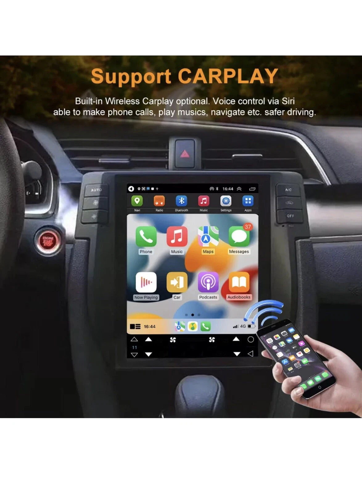 10.4Inch Android 13 Car Radio Carplay For Honda CIVIC 2016-2022 Tesla Screen Car