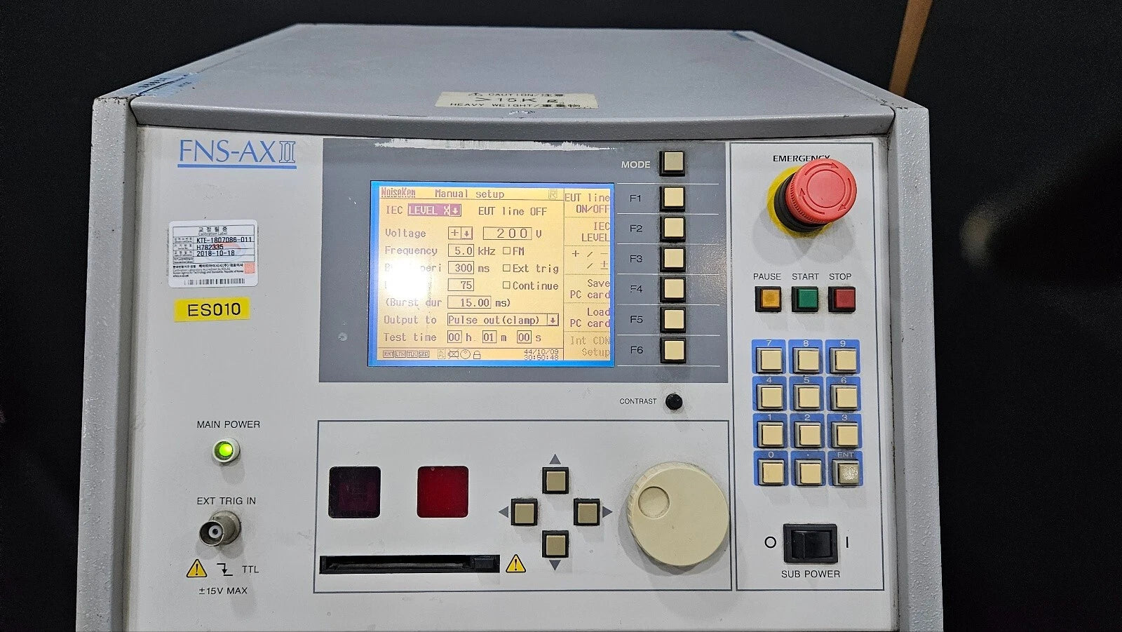 Noiseken FSN-AX2 A16 Electrical Fast Transient/Burst Simulator (2335)