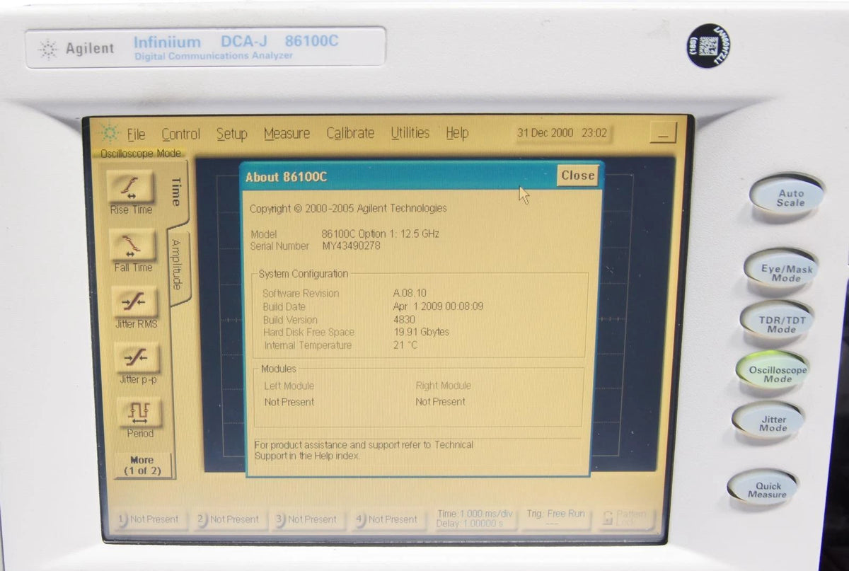 Agilent 86100C Infiniium DCA-J Wideband Oscilloscope Mainframe OPT 001