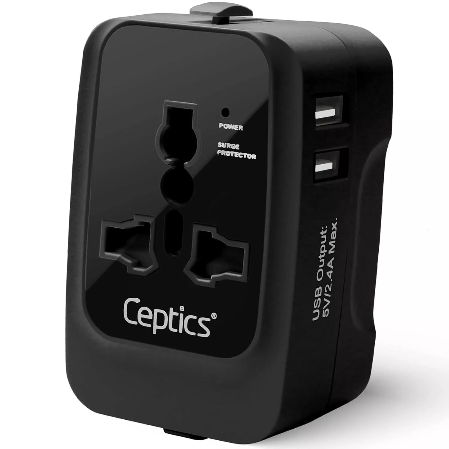 Ceptics Universal Travel Adapter with 2X USB-A 15W All-in-One Charger