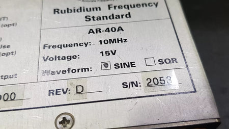 Accubeat AR-40A Rubidium Frequency Standard 10MHz 15V Untested (2053)
