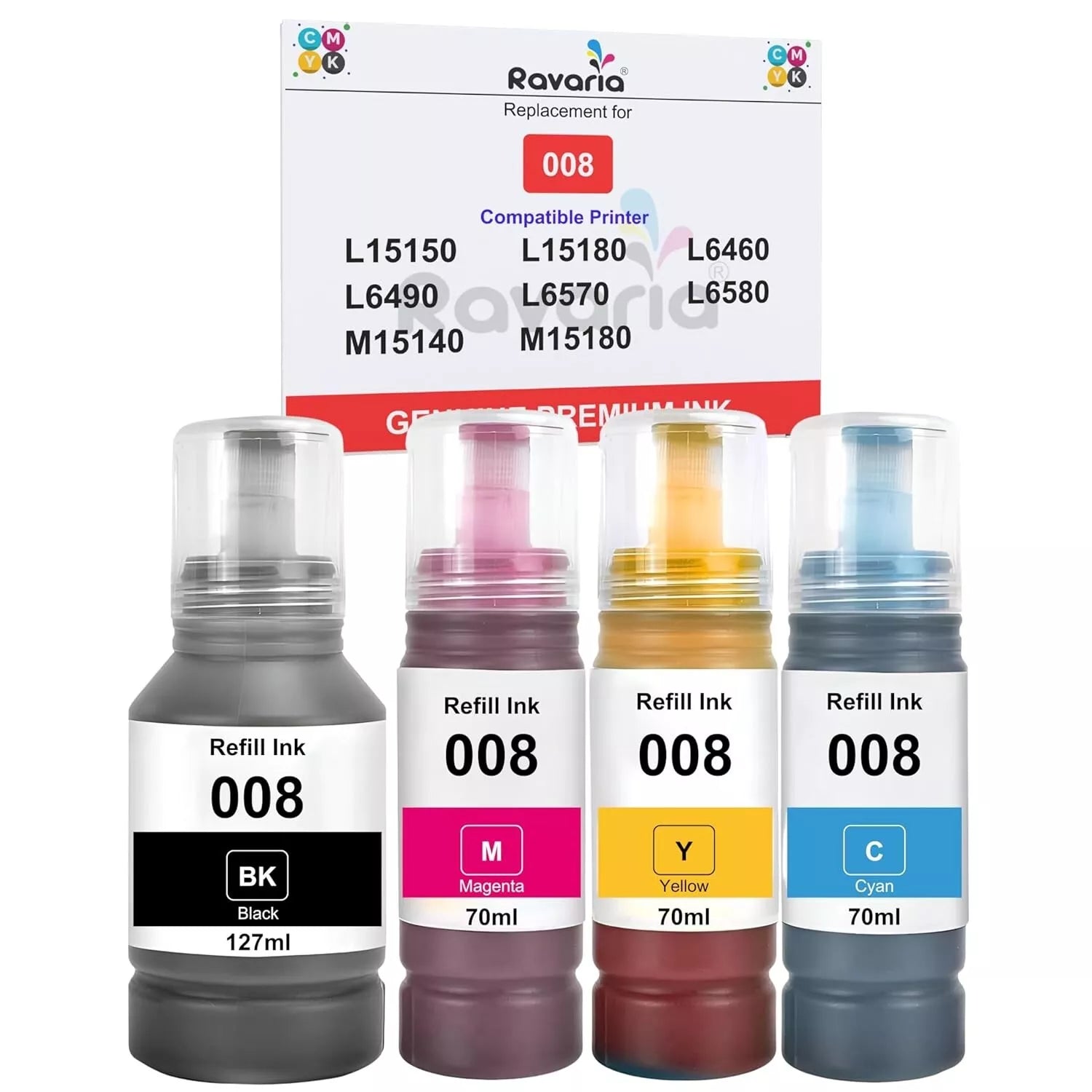 Black 008 Ink Compatible with Epson Printers L15150 L15180 L6460 L6490 L6570 L6580 M15140 M15180