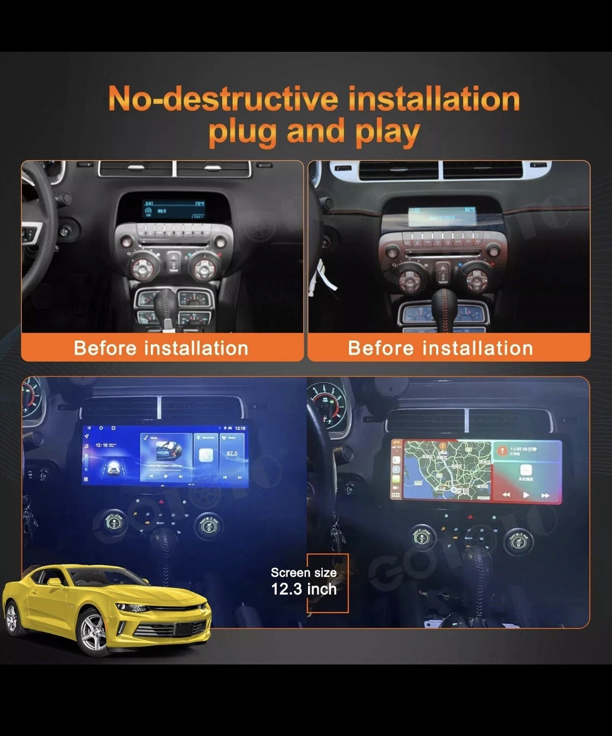 For Chevrolet Camaro 2010-2015 Android Car Radio 2Din Stereo Receiver GPS 128GB