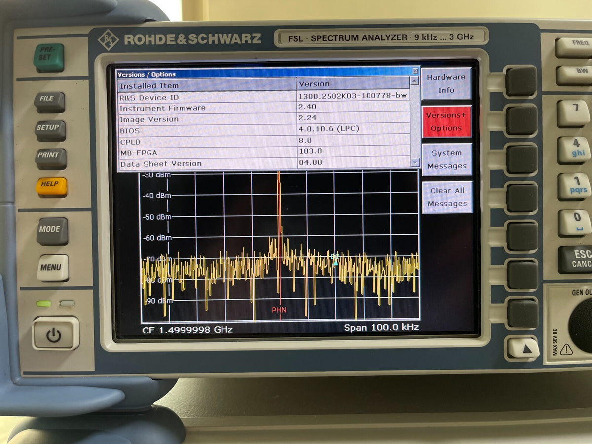 Rohde & Schwarz FSL3 Spectrum Analyzer 9 kHz - 3 GHz _ 0778 - XG eqpt