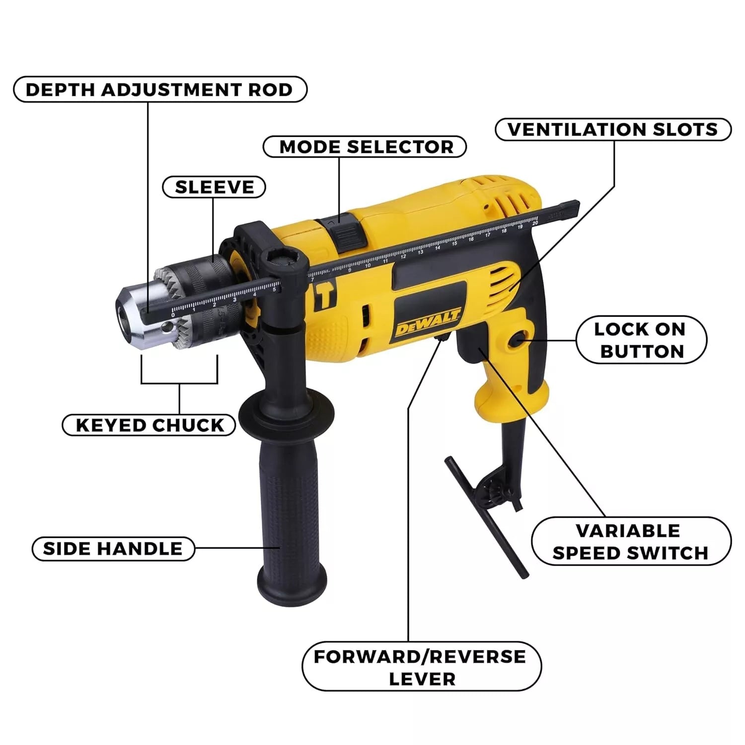 DEWALT DWD024-IN 750W Impact Drill Machine 13mm for Professional & DIY Use