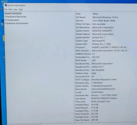 Microsoft Surface Pro 7 1866 Core i7-1065G7 1.30GHz 16GB 256GB Win 10 Pro