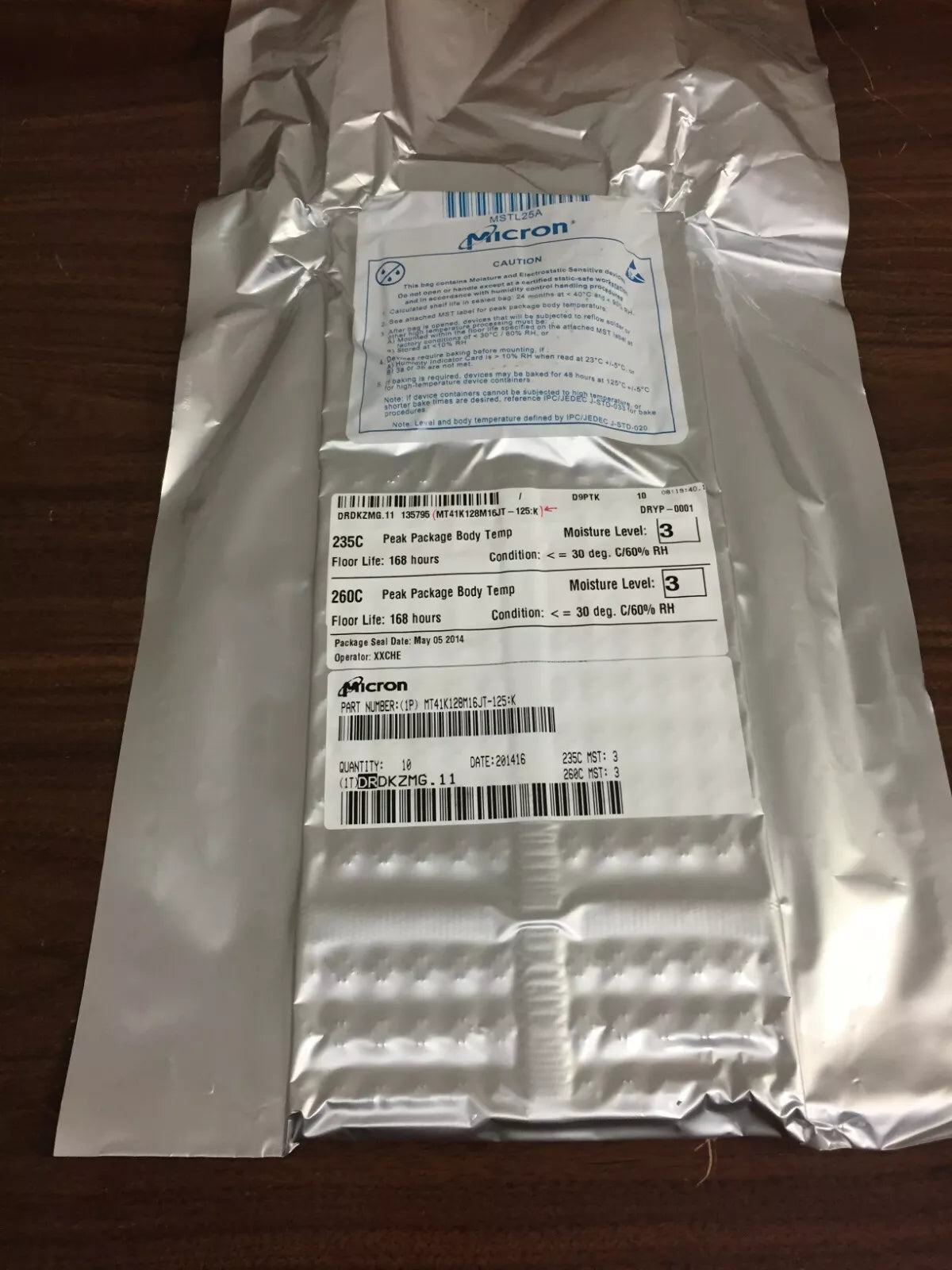 Micron MT41K128M16JT-125 XIT:K IC Dram 2G Parallel 96FBGA Pack of 10 pc