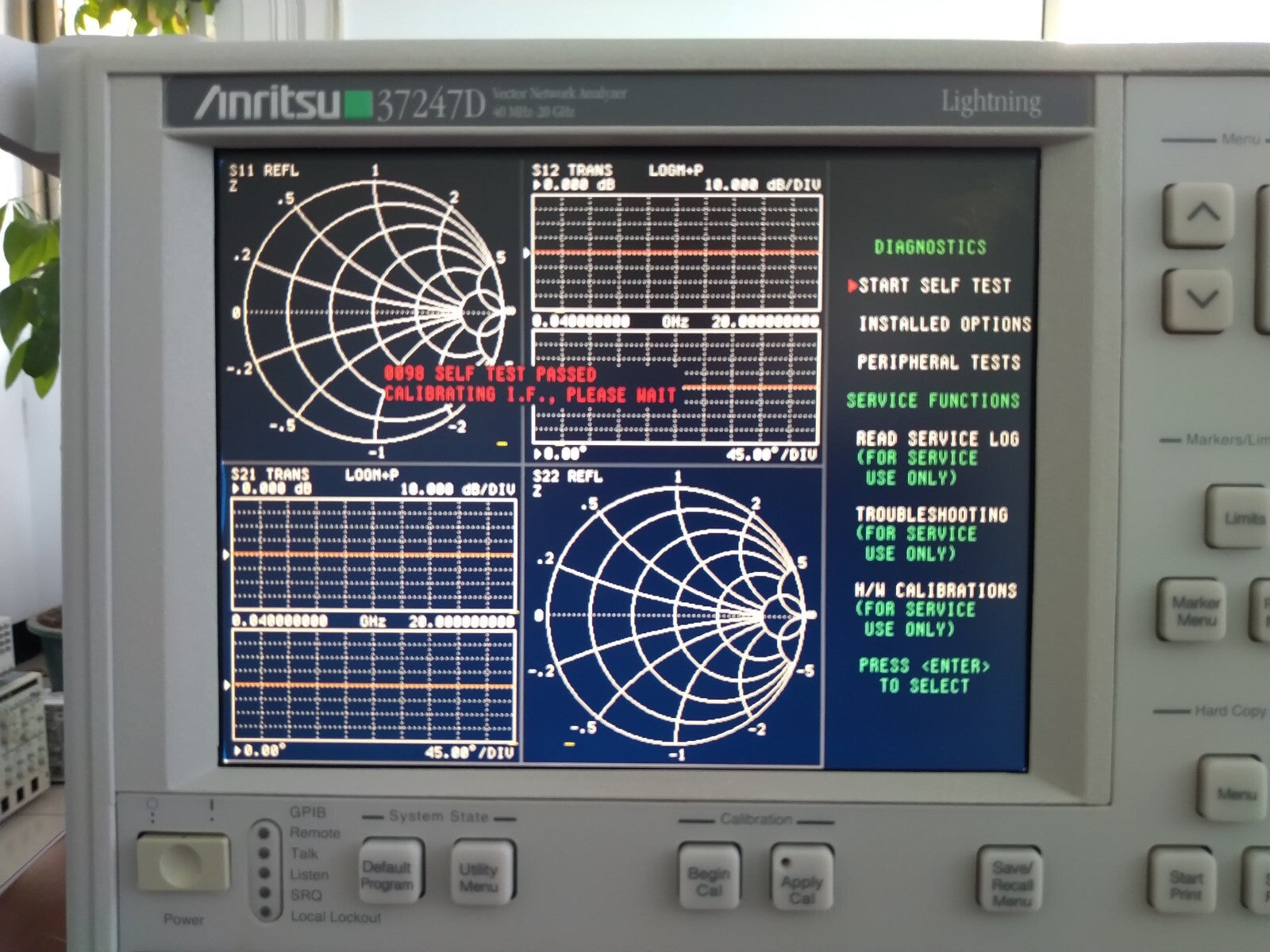 Anritsu 37247D 40 MHz-20 GHz Microwave Vector Network Analyzer Opt.7S , Ethernet