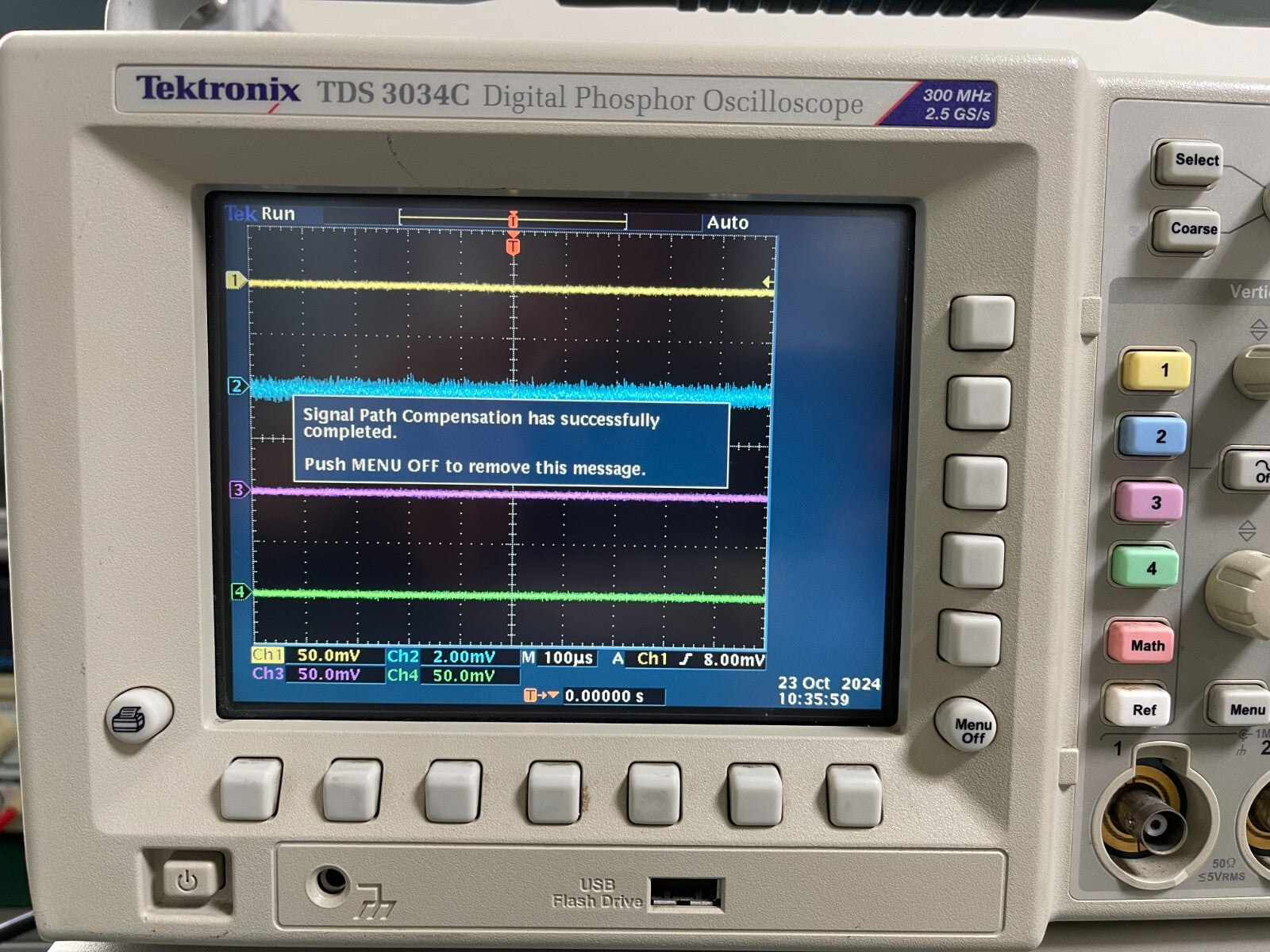 Tektronix TDS3034C Digital Oscilloscope 300MHz, 4Ch, 2.5 GS/s , SPC PASSED_ 0145