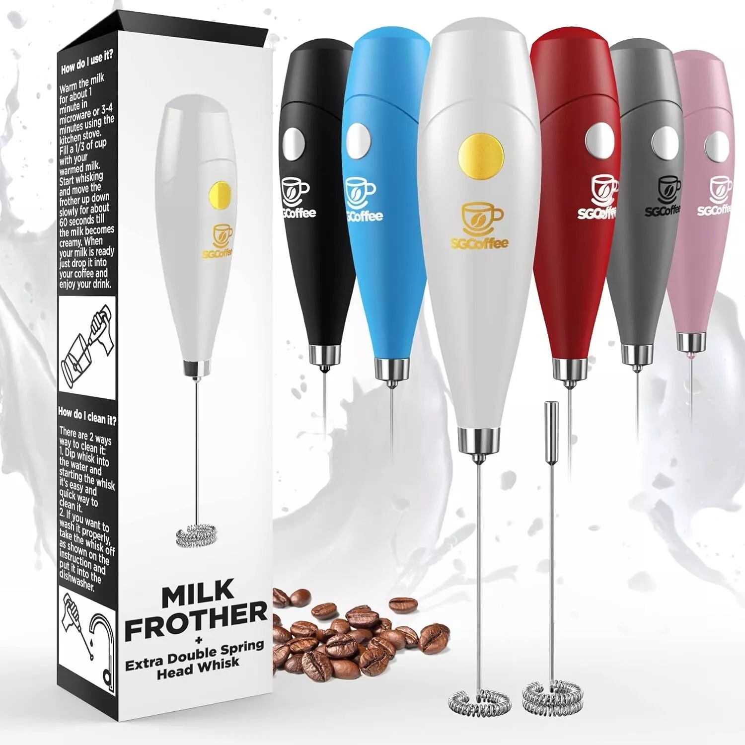 Electric Milk Frother Whisk for Latte and Cappuccino