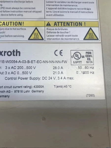 Bosch HCS01.1E-W0054-A-03-B-ET-EC-NN-NN-NN-FW Servo Drive