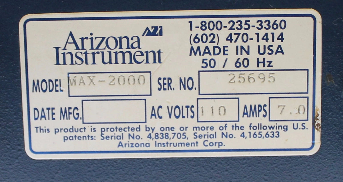 Arizona Instruments Computrac MAX-2000 Moisture Analyzer AS-IS