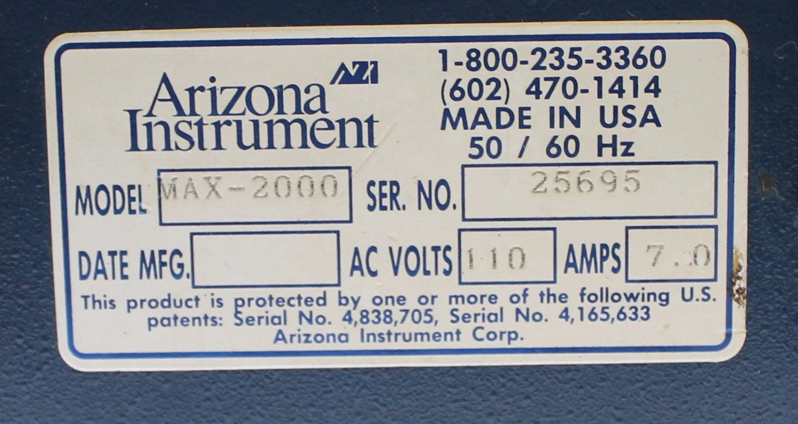 Arizona Instruments Computrac MAX-2000 Moisture Analyzer AS-IS